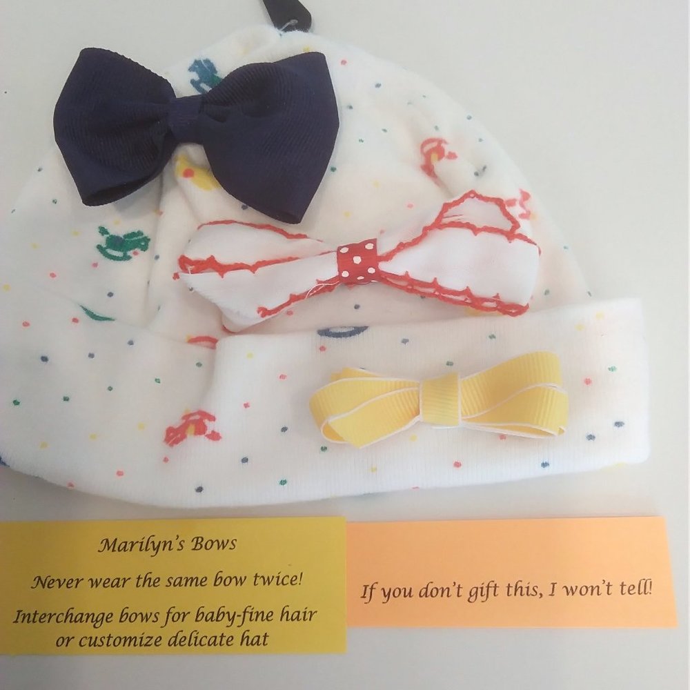 Baby Hat with 3 Interchangeable Hair Bows